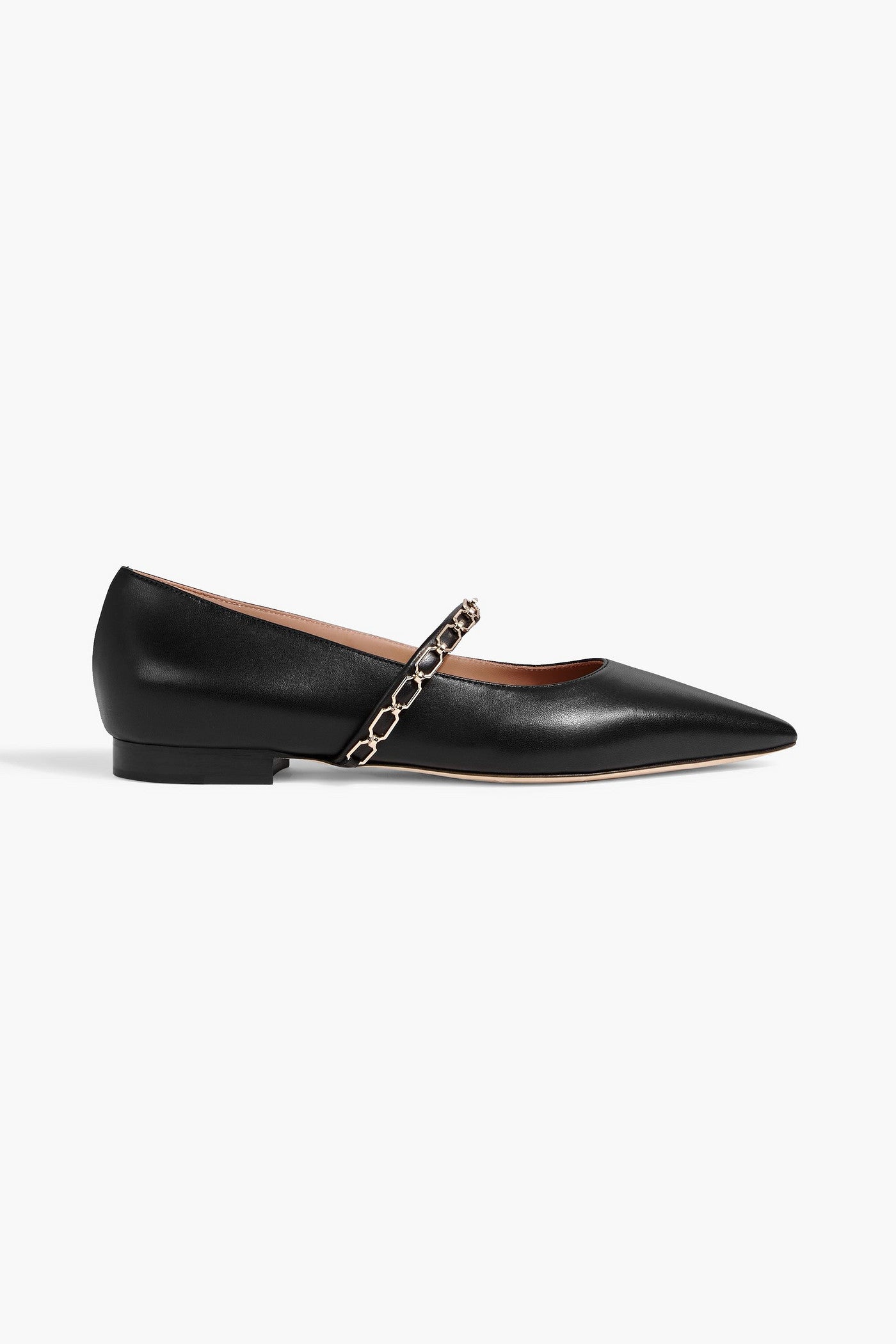 Malone Souliers Virna Chain-Embellished Leather Mary Jane Flats Black Women's