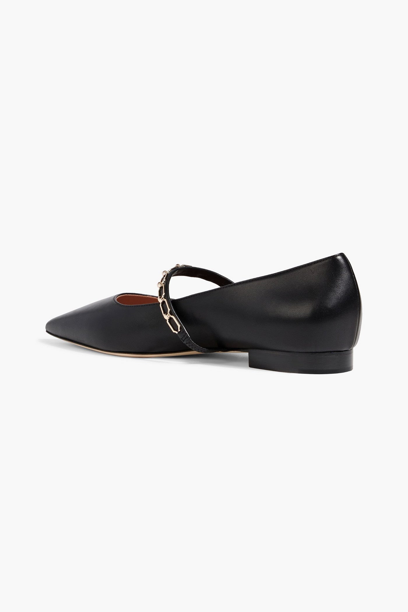 Malone Souliers Virna Chain-Embellished Leather Mary Jane Flats Black Women's