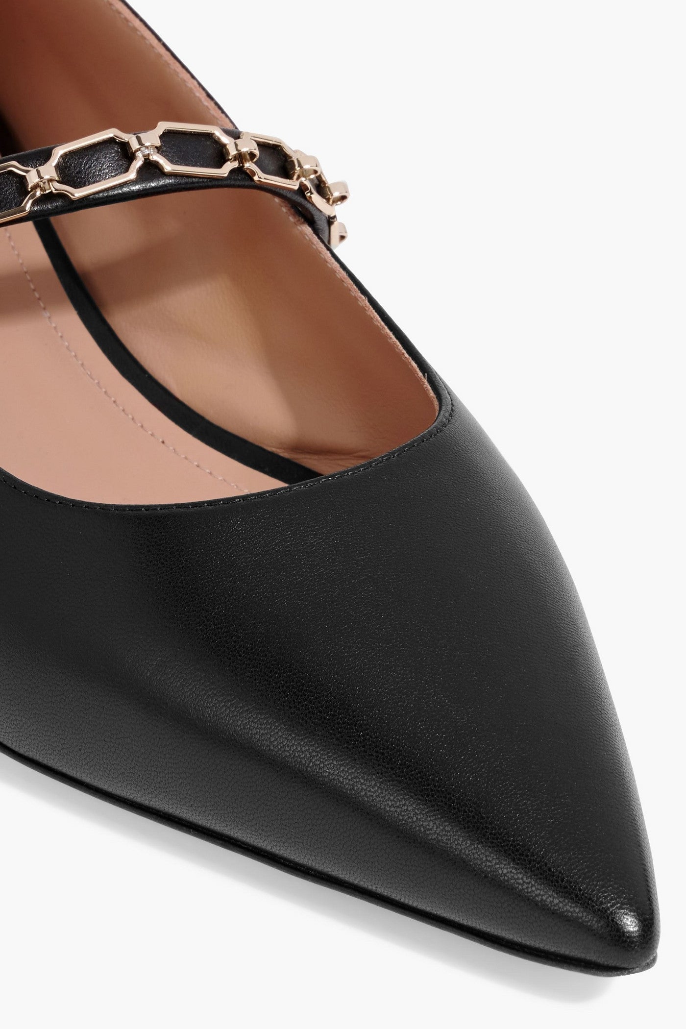 Malone Souliers Virna Chain-Embellished Leather Mary Jane Flats Black Women's