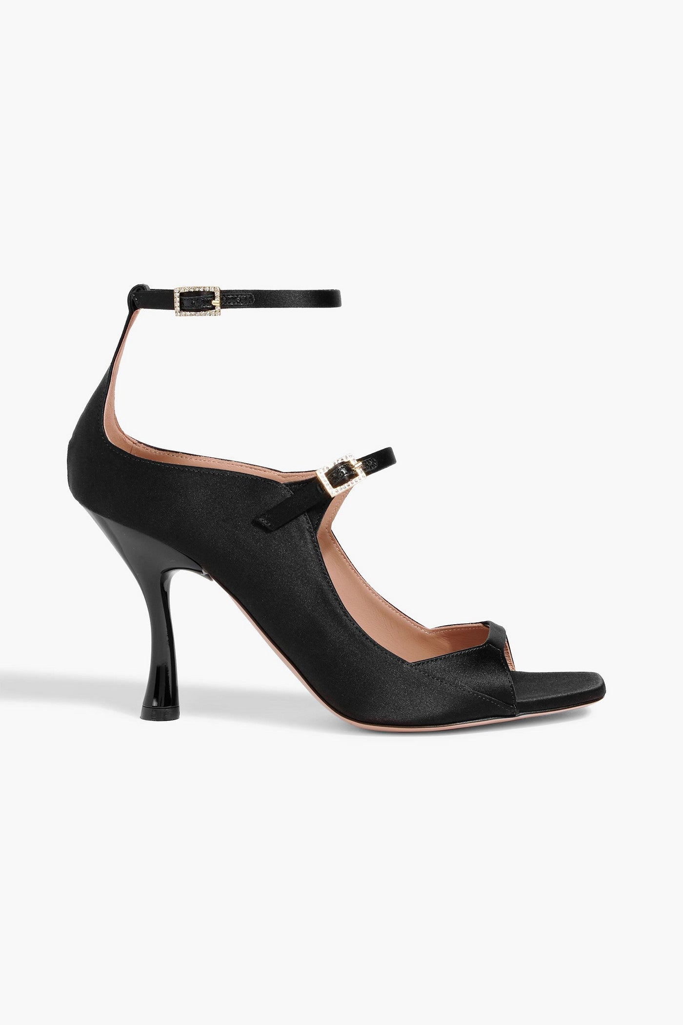 Malone Souliers Riley 90 Crystal-Embellished Satin Sandals Black Women's