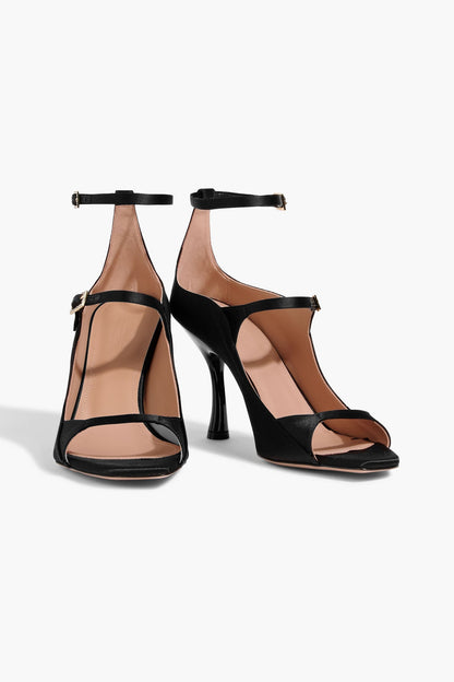 Malone Souliers Riley 90 Crystal-Embellished Satin Sandals Black Women's