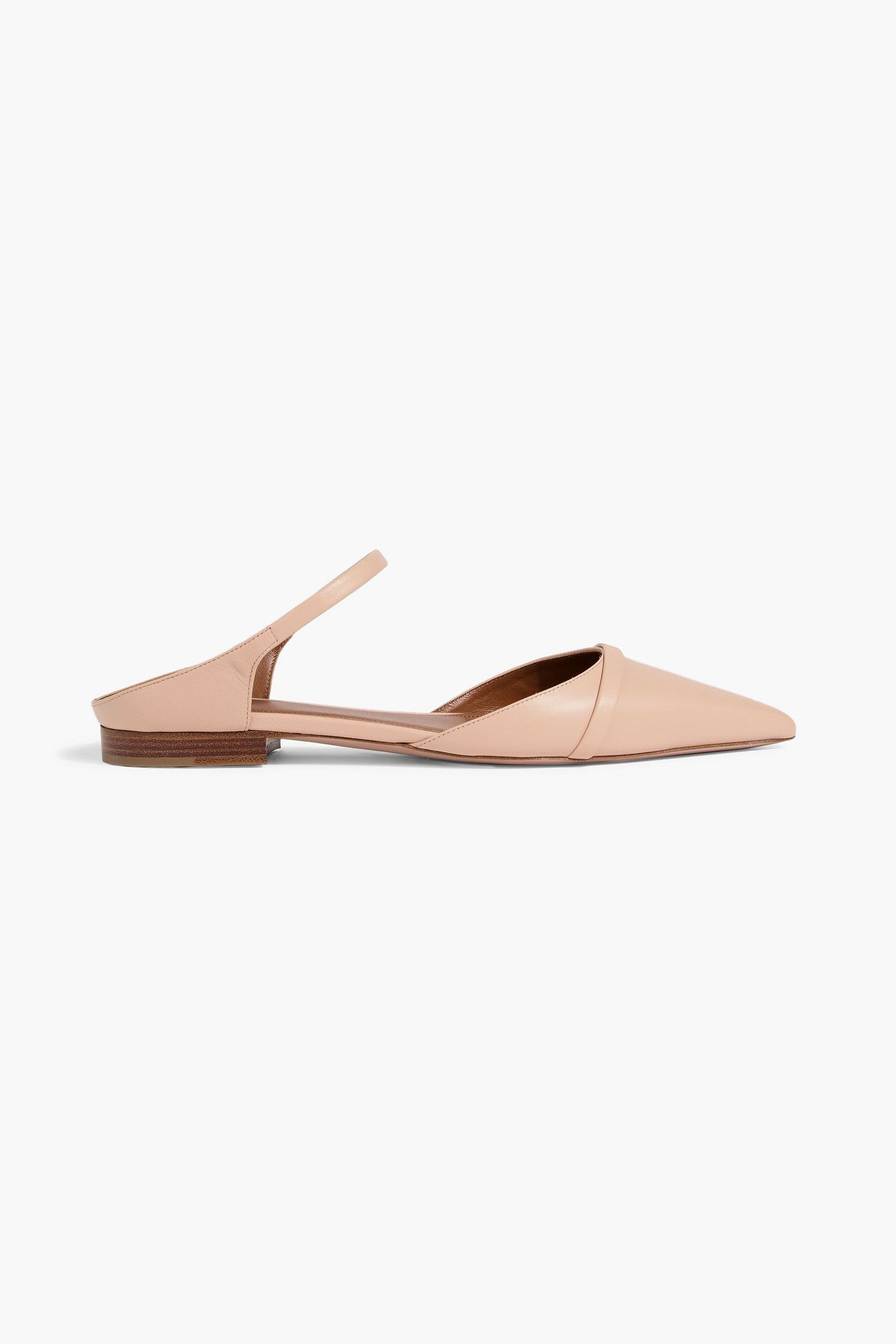 Malone Souliers Uma Leather Point-Toe Flats Blush Women's