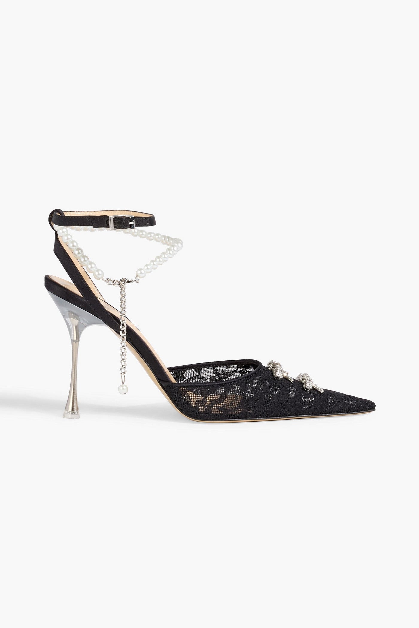 Mach & Mach Matilda Embellished Lace Pumps Black Women's