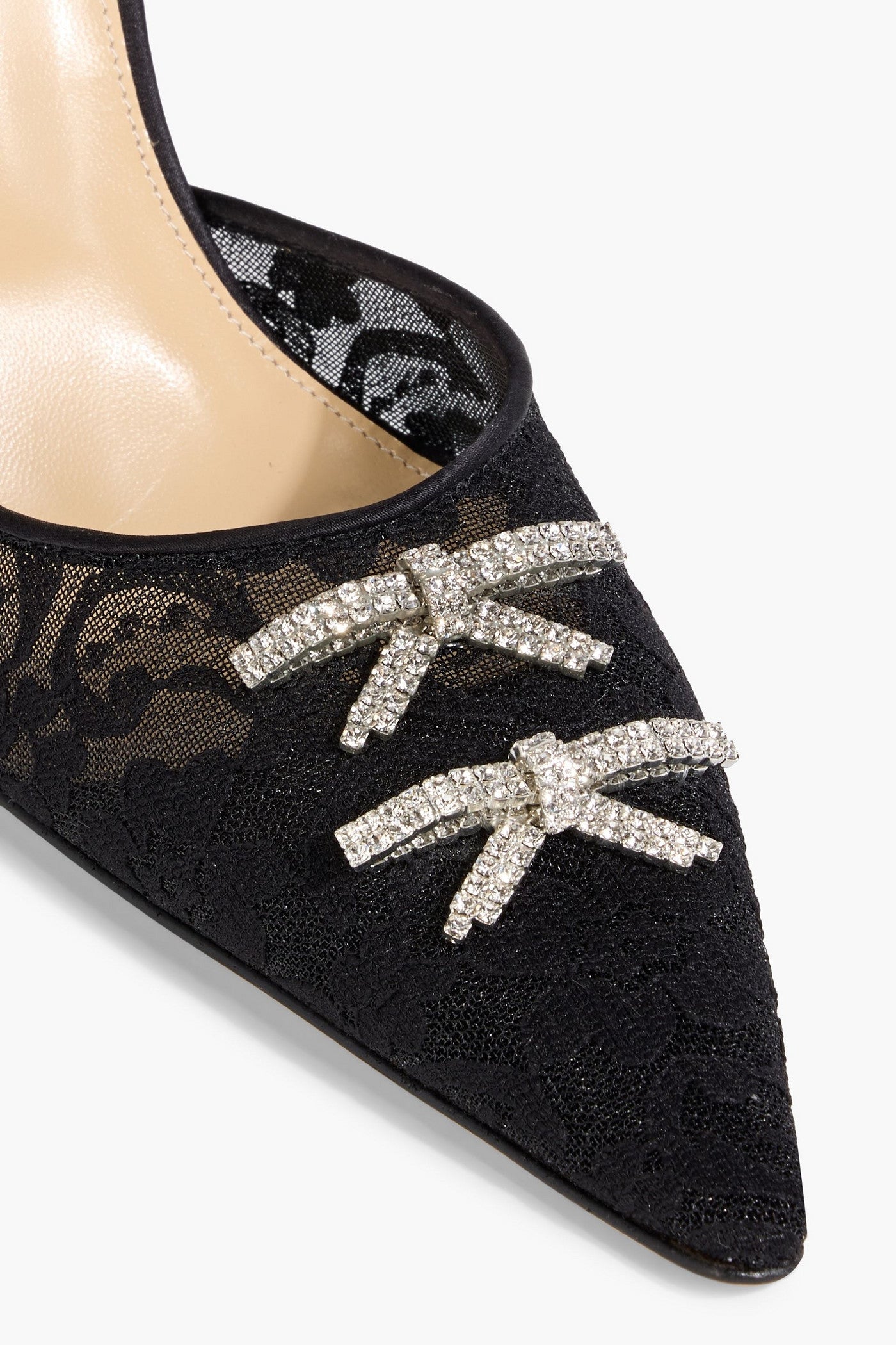 Mach & Mach Matilda Embellished Lace Pumps Black Women's