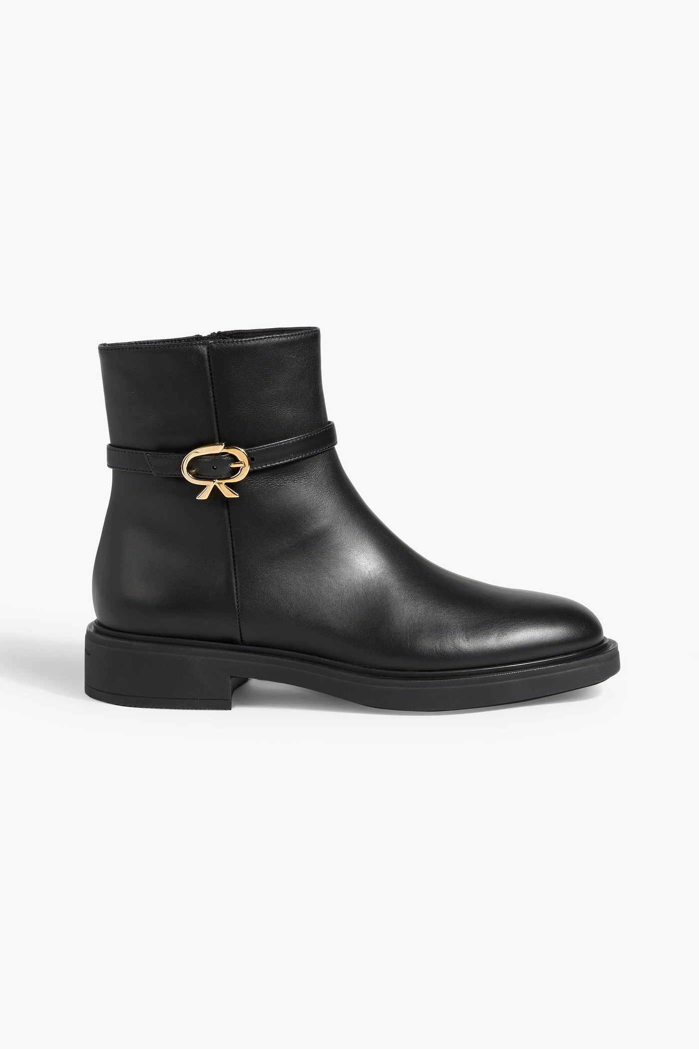 Gianvito Rossi Ribbon Dumont Leather Ankle Boots Black Women's