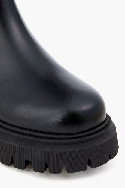 Maje Buckled Leather Knee Boots Black Women's