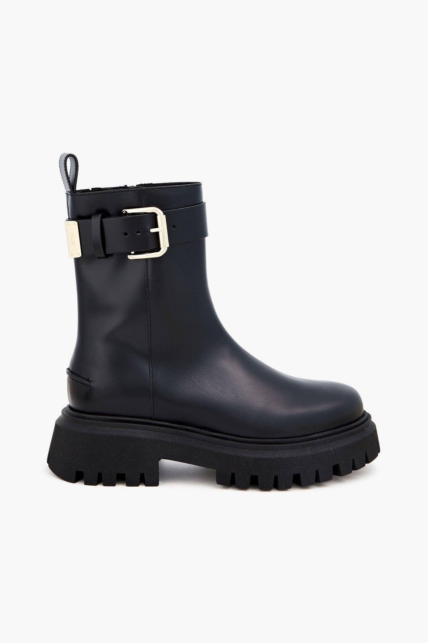 Maje Buckled Leather Ankle Boots Black Women's