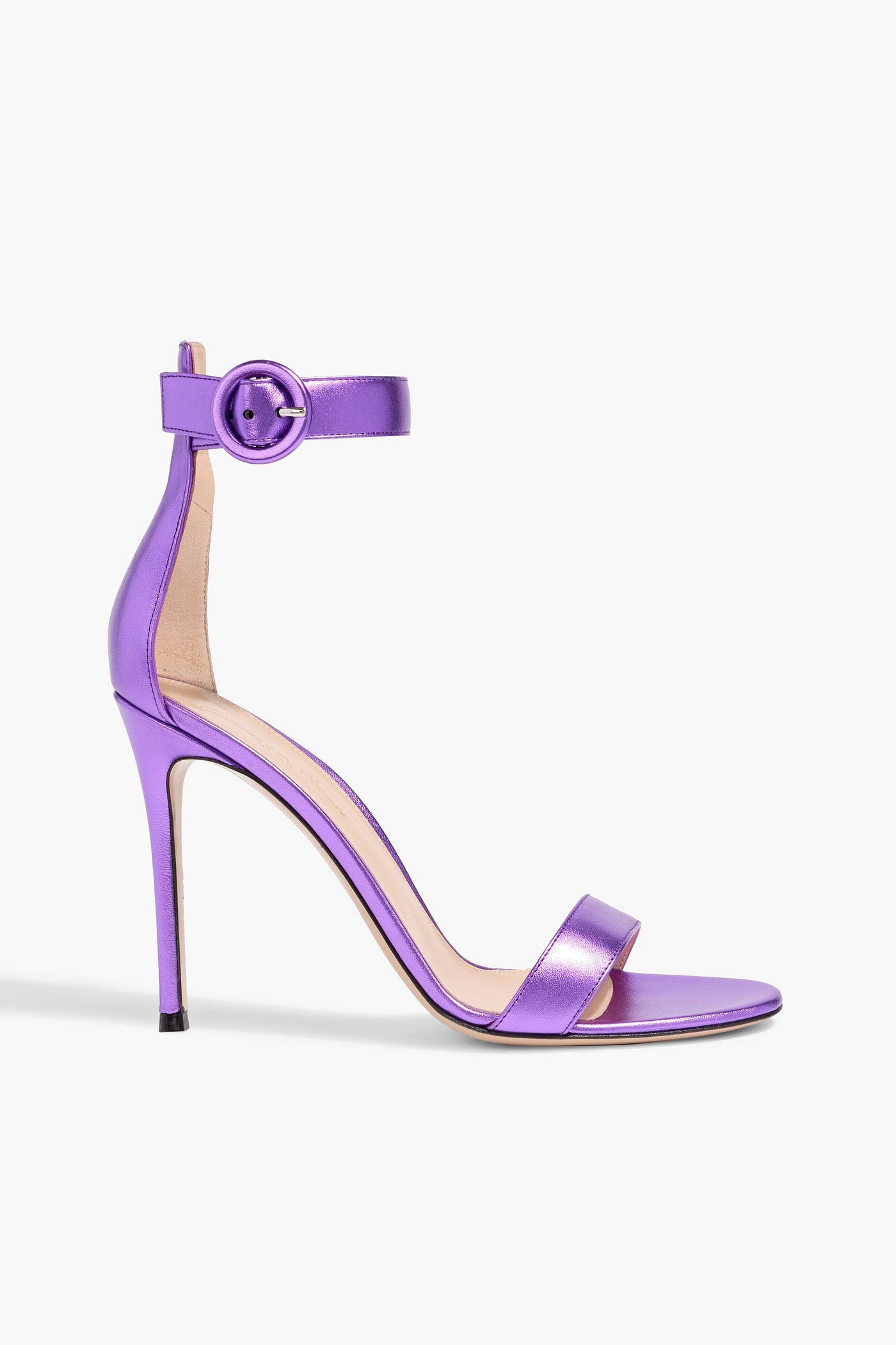 Gianvito Rossi Portofino 105 Metallic Leather Sandals Violet Women's