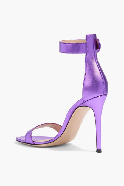 Gianvito Rossi Portofino 105 Metallic Leather Sandals Violet Women's