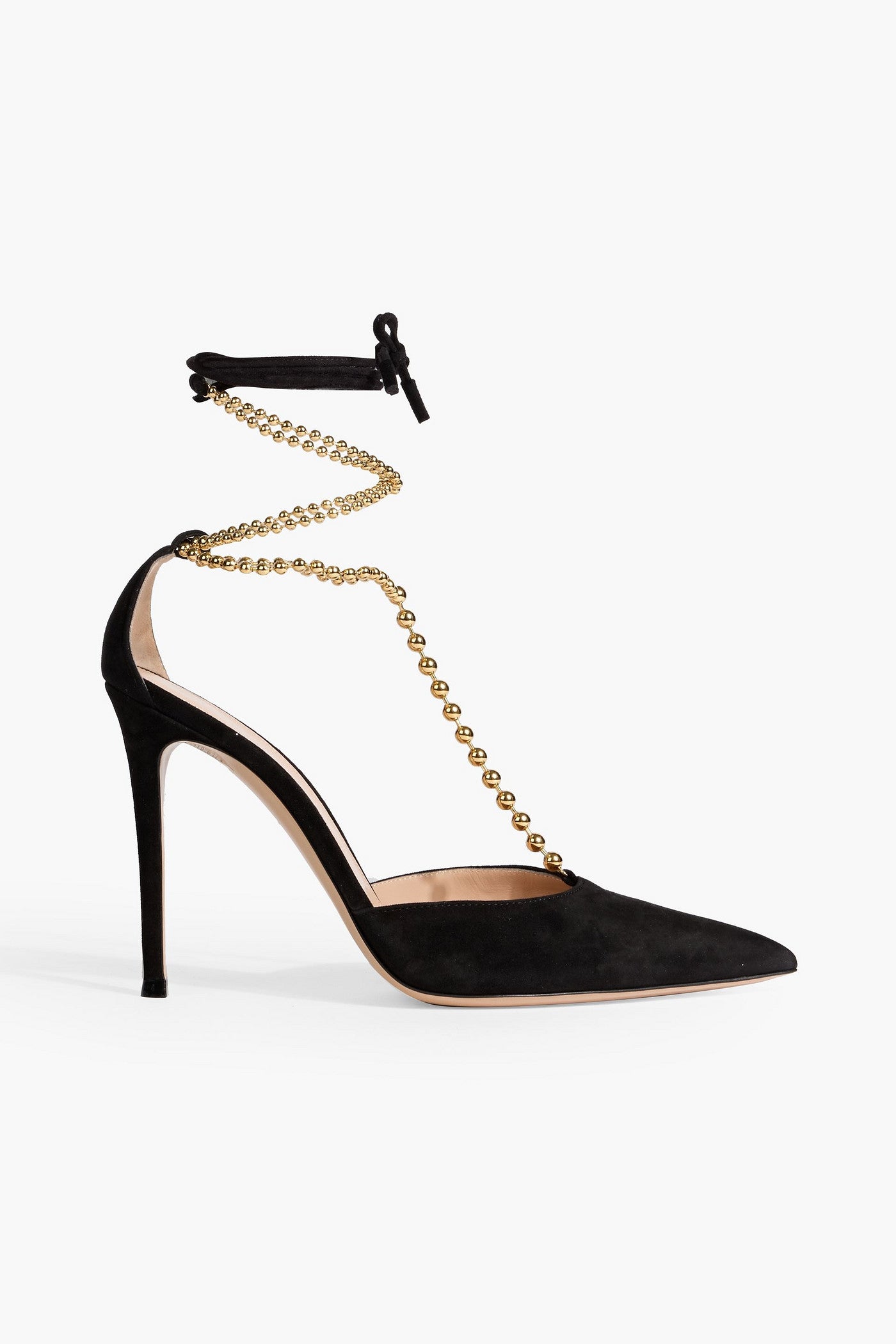 Gianvito Rossi Soleil D'orsay Bead-Embellished Suede Pumps Black Women's
