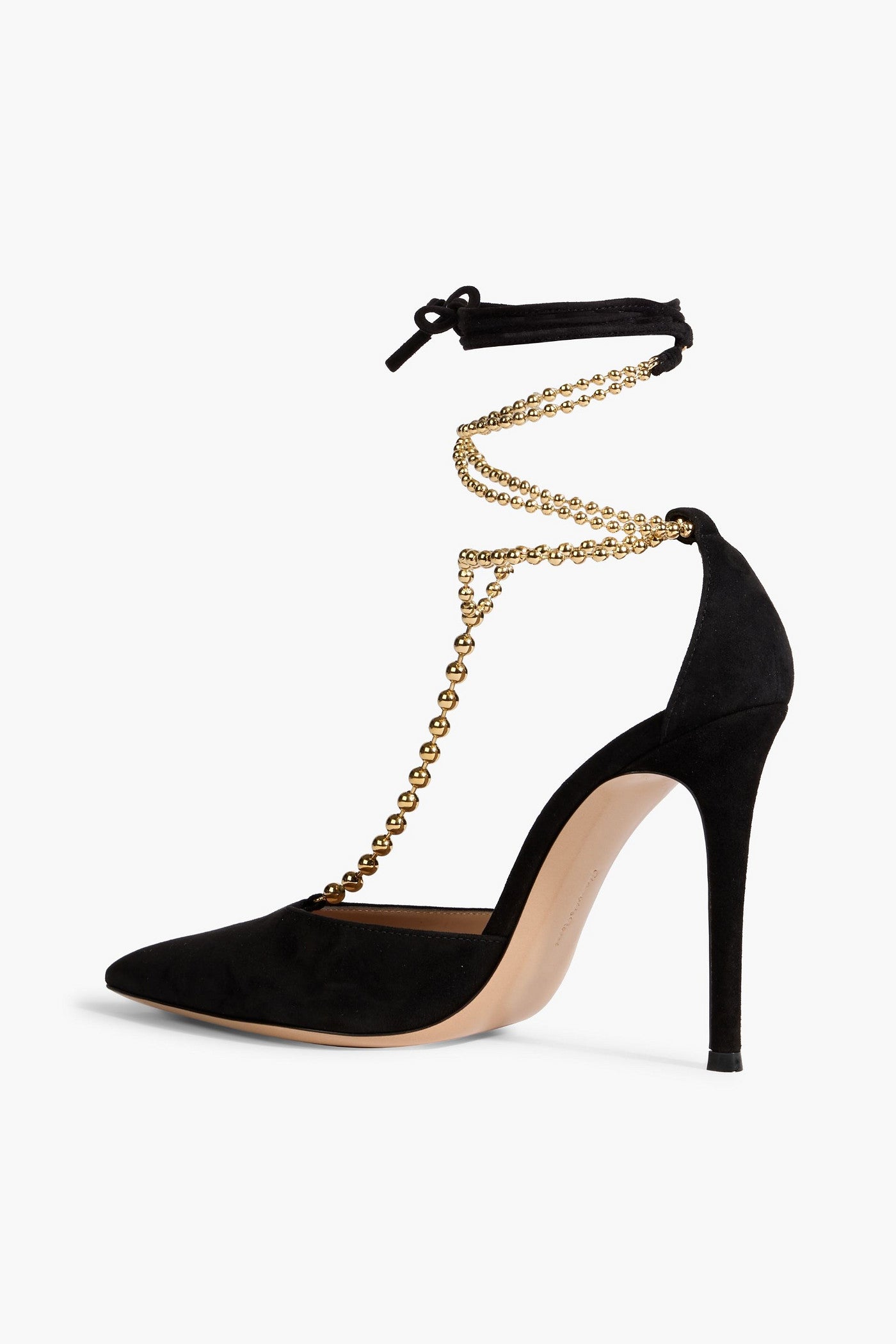 Gianvito Rossi Soleil D'orsay Bead-Embellished Suede Pumps Black Women's