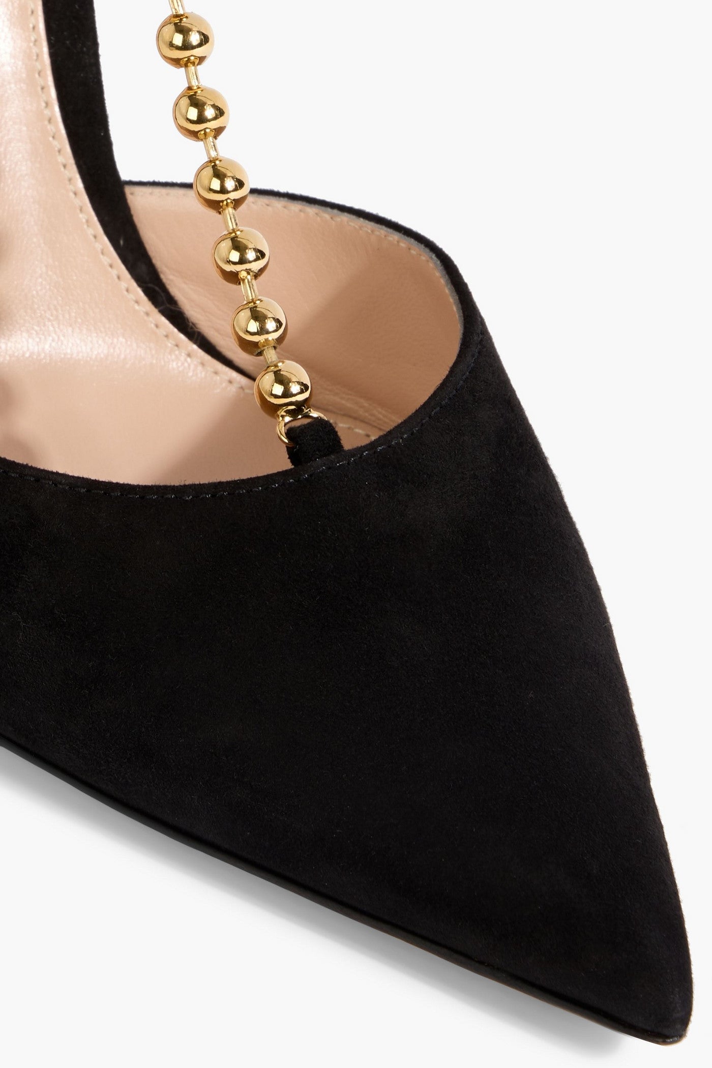 Gianvito Rossi Soleil D'orsay Bead-Embellished Suede Pumps Black Women's