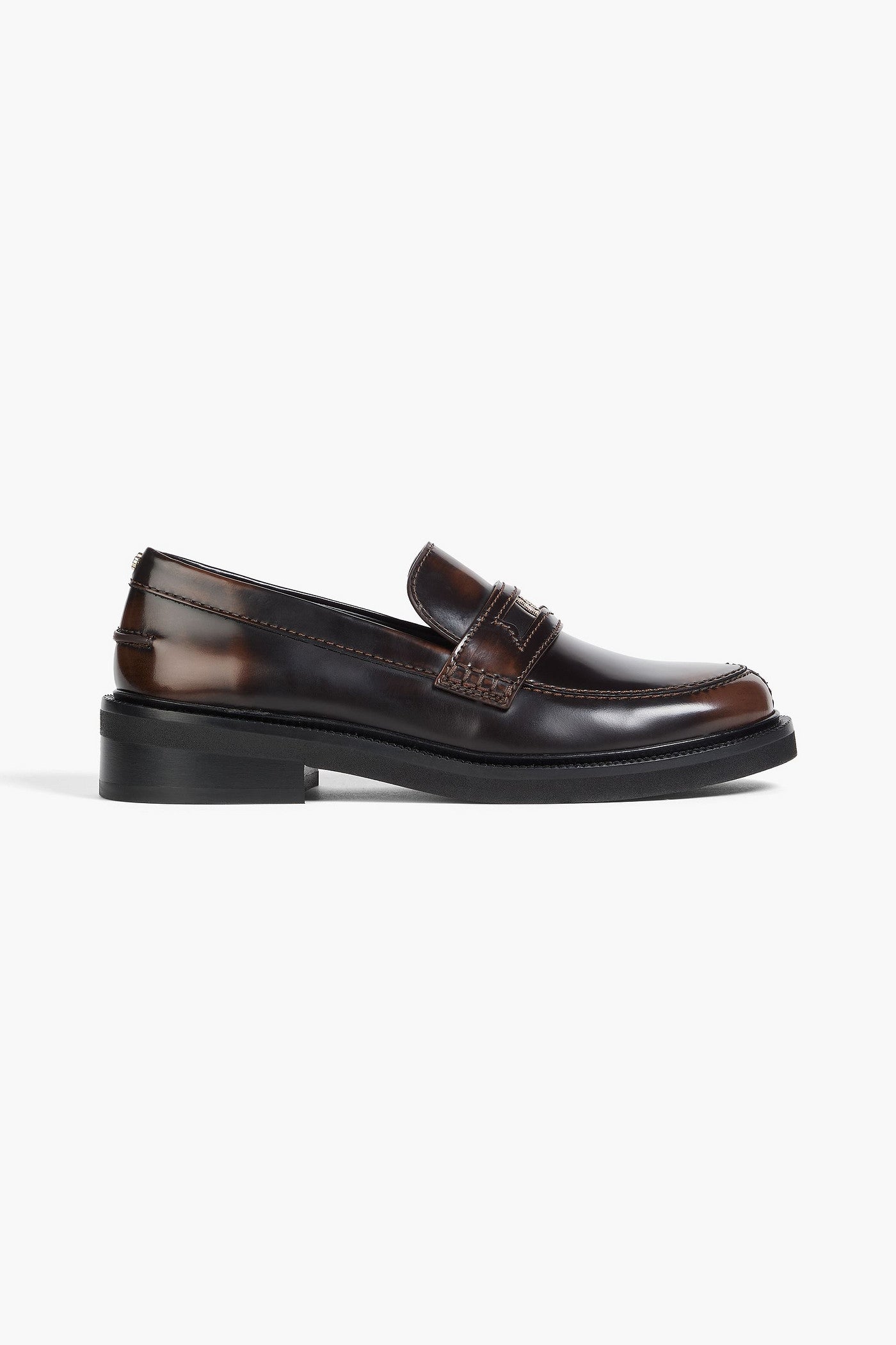 Maje Embellished Leather Loafers Chocolate Women's