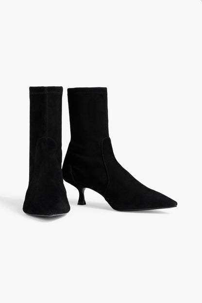 Stuart Weitzman Naomi 50 Suede Ankle Boots Black Women's
