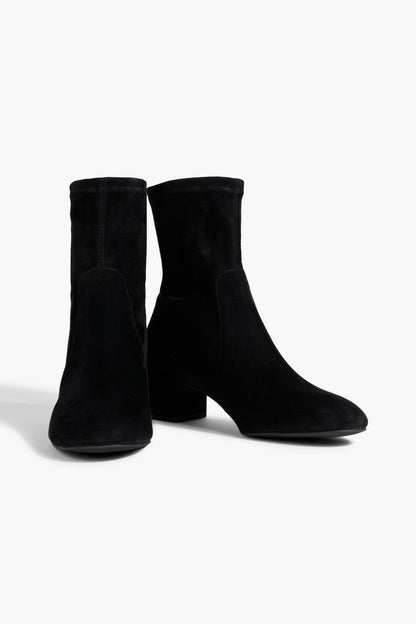 Stuart Weitzman Sofia 50 Stretch-Suede Sock Boots Black Women's