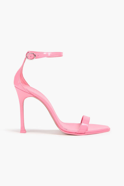 Amina Muaddi Kim Patent-Leather Sandals Bubblegum Women's
