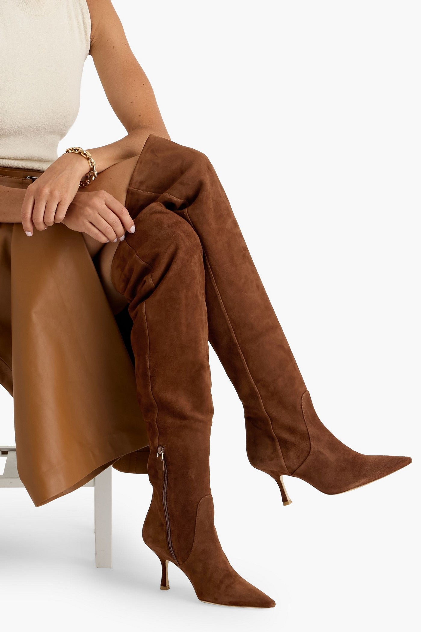 Stuart Weitzman Naomi 75 Suede Over-The-Knee Boots Brown Women's