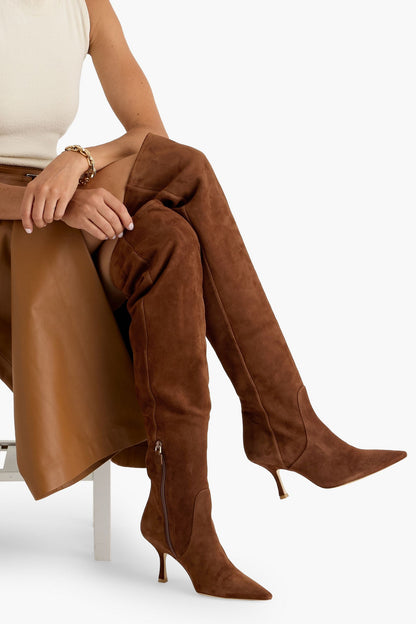 Stuart Weitzman Naomi 75 Suede Over-The-Knee Boots Brown Women's