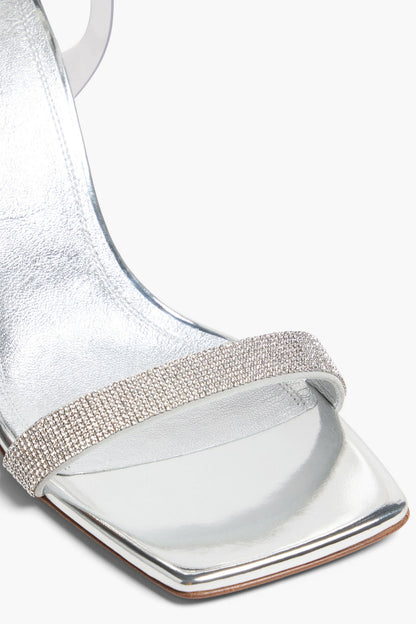 Amina Muaddi Rih Crystal-Embellished Metallic Leather Sandals Silver Women's