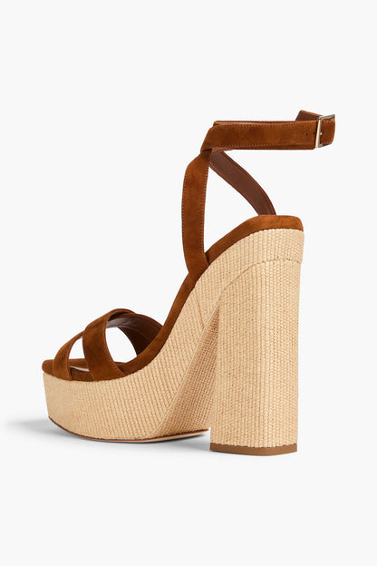 Jimmy Choo Suede Platform Sandals Tan Women's