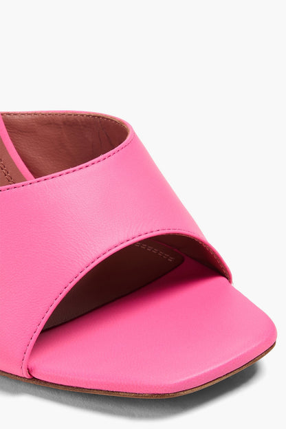 Amina Muaddi Lupita 95 Leather Wedge Mules Pink Women's