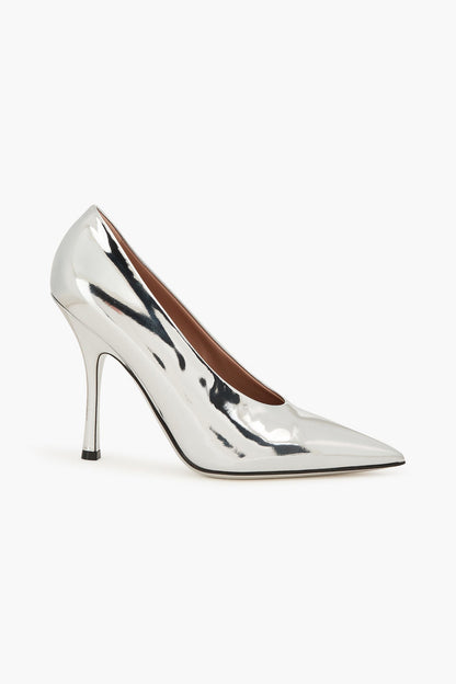 Valentino Garavani Nite-Out 110 Mirrored-Leather Pumps Silver Women's