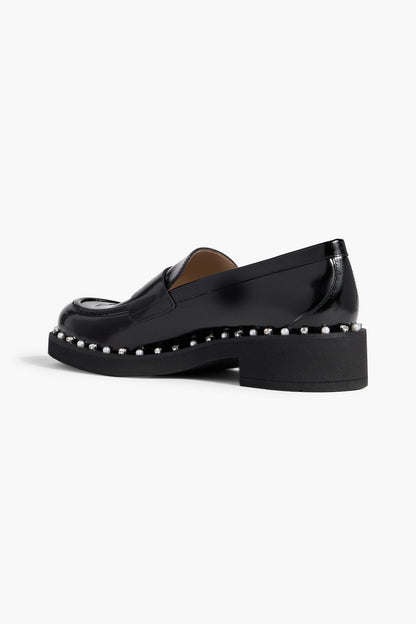 Stuart Weitzman Reverie Embellished Leather Loafers Black Women's