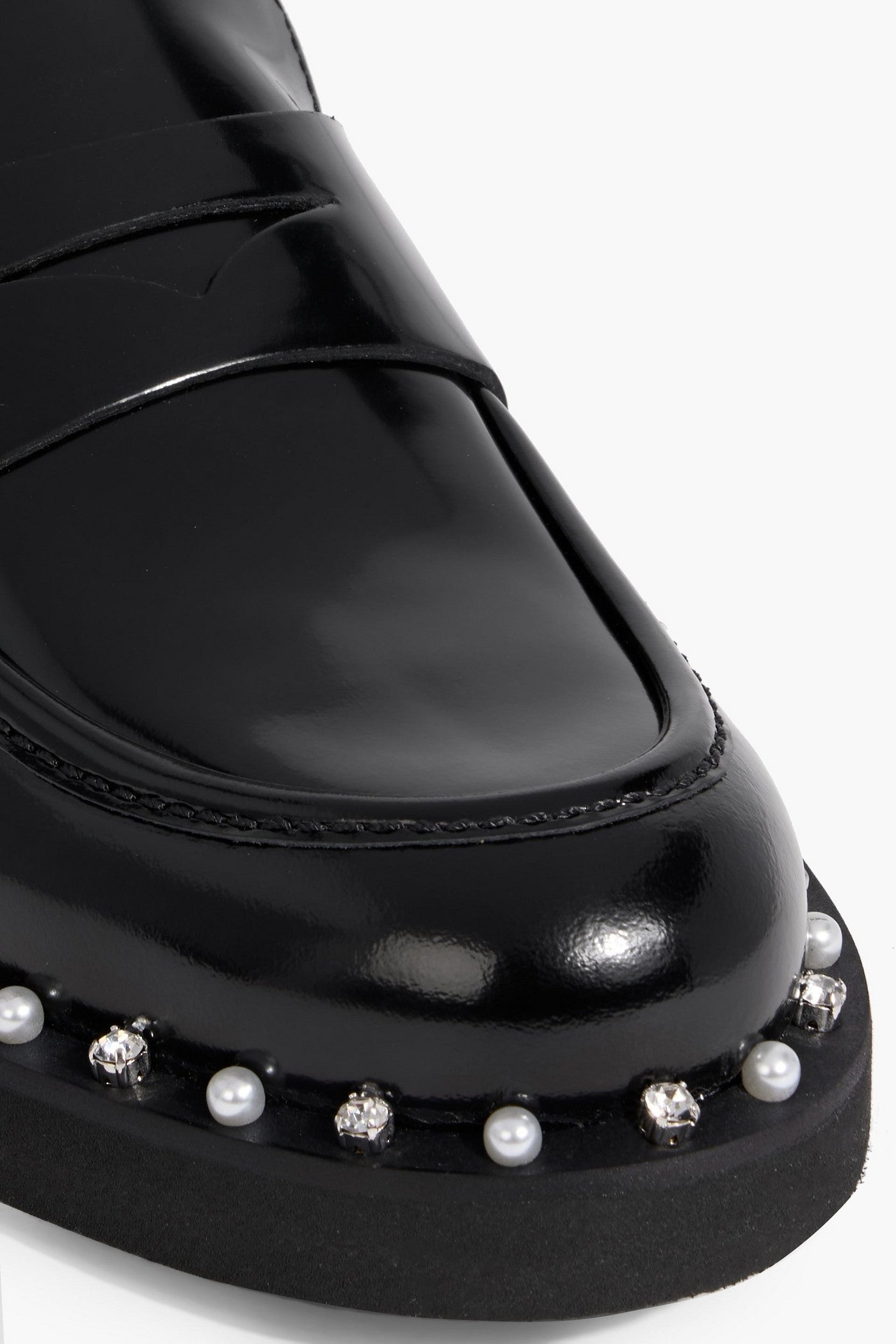 Stuart Weitzman Reverie Embellished Leather Loafers Black Women's