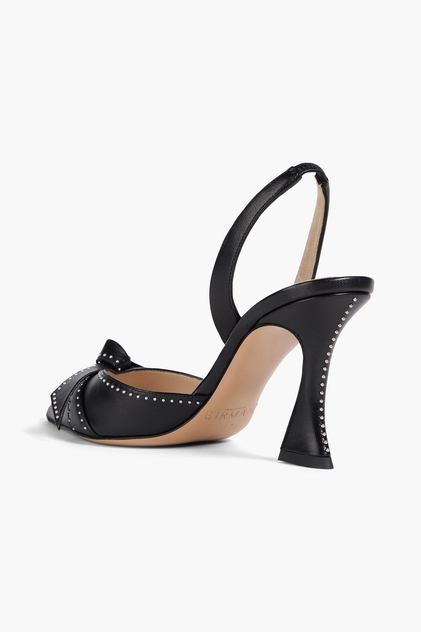Alexandre Birman Clarita Bell 85 Bow-Detailed Studded Leather Slingback Pumps Black Women's