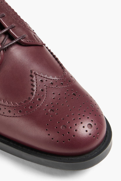 Tod's Perforated Leather Brogues Burgundy Women's