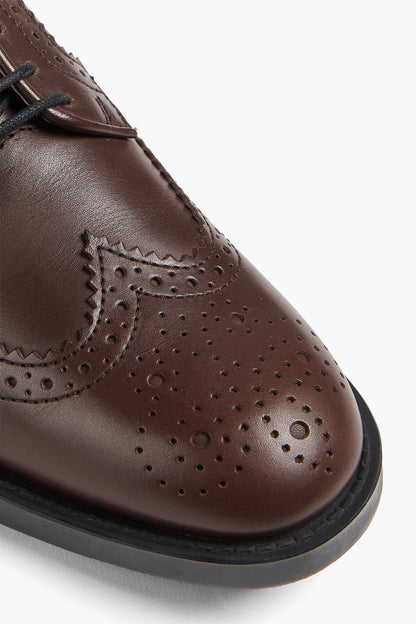 Tod's Perforated Leather Brogues Dark Brown Women's