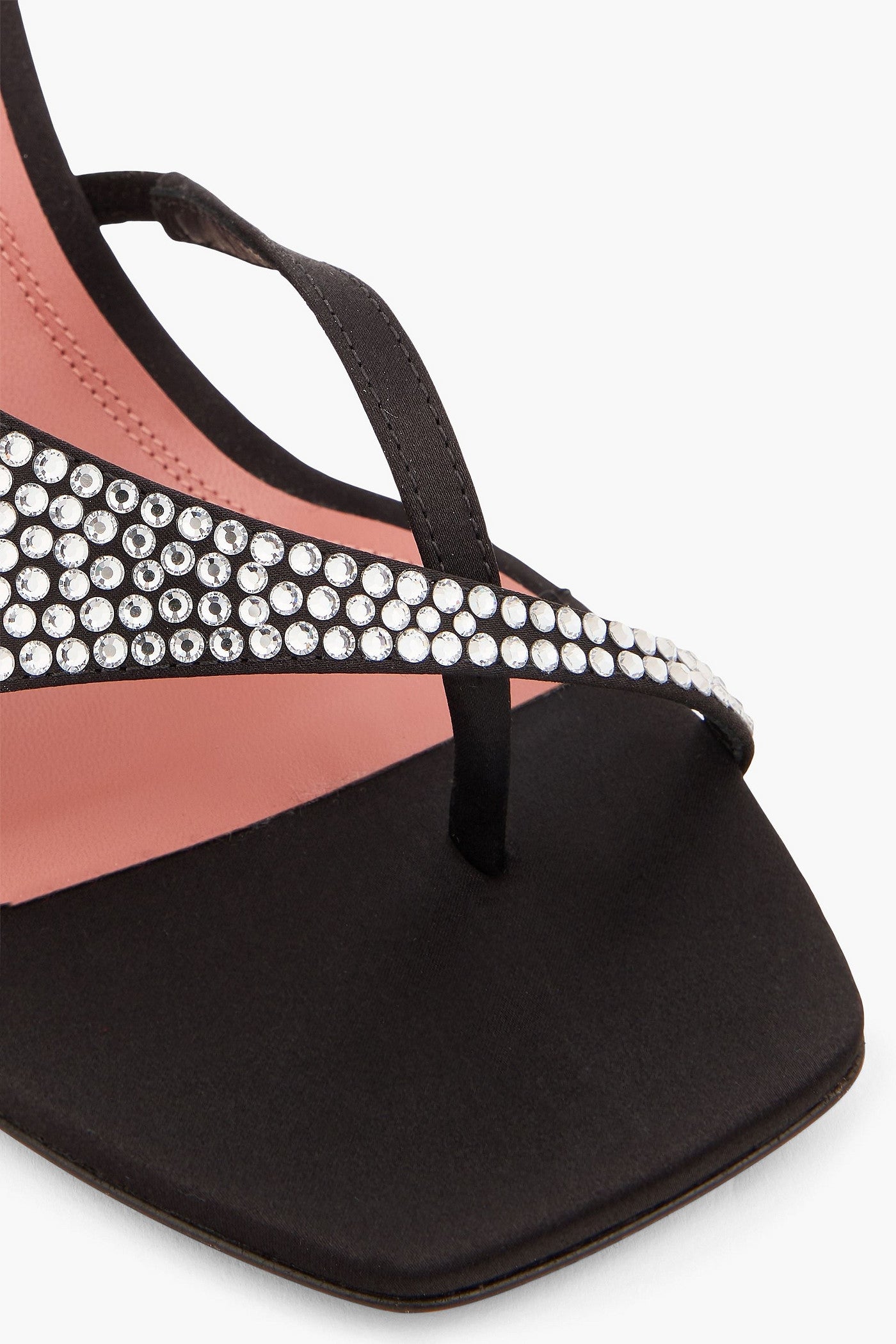 Amina Muaddi Shiona Crystal-Embellished Satin Mules Black Women's