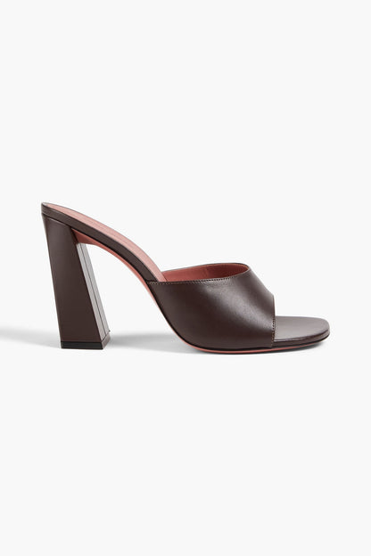 Amina Muaddi Brigitte 95 Leather Mules Chocolate Women's