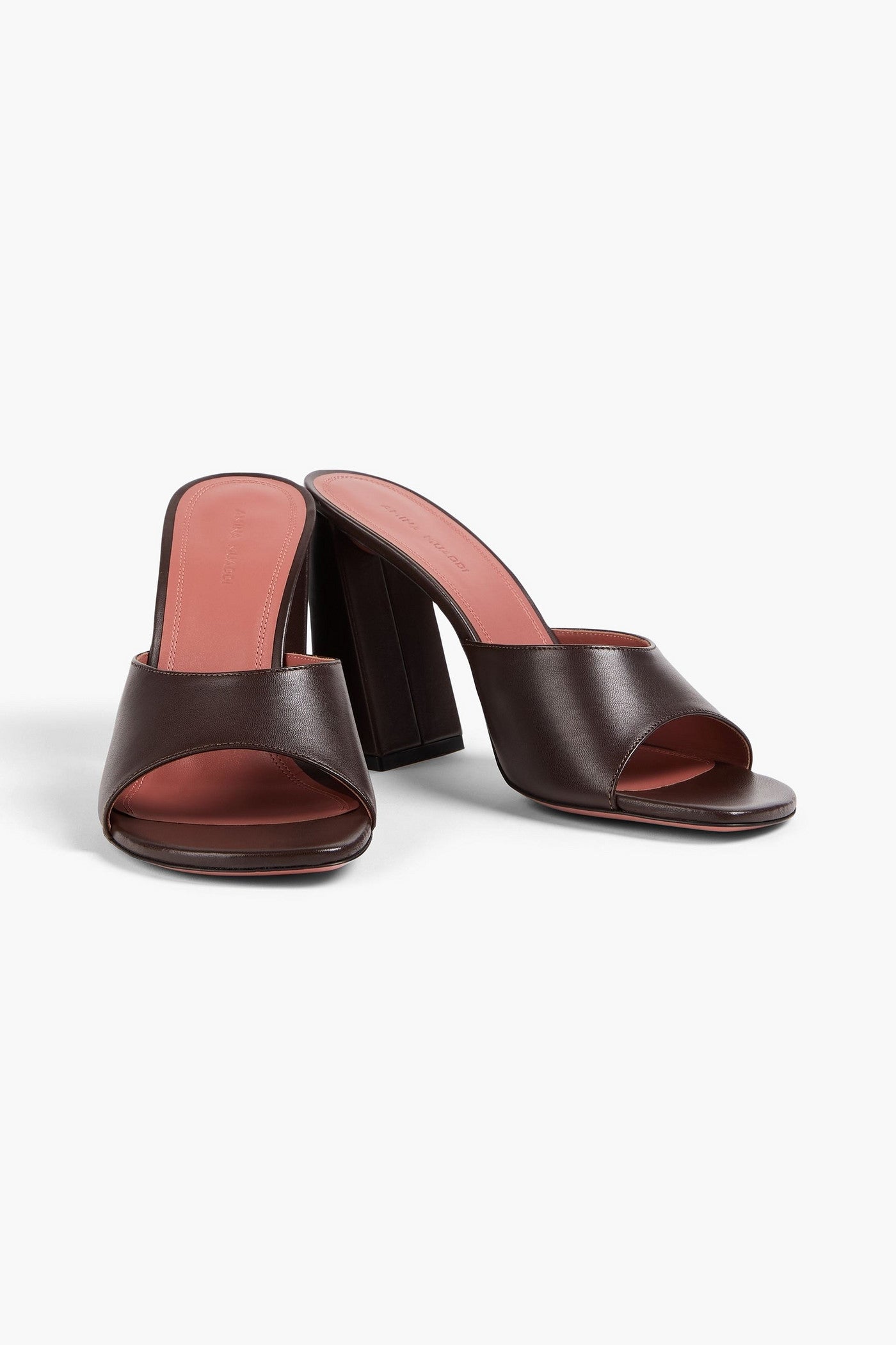 Amina Muaddi Brigitte 95 Leather Mules Chocolate Women's