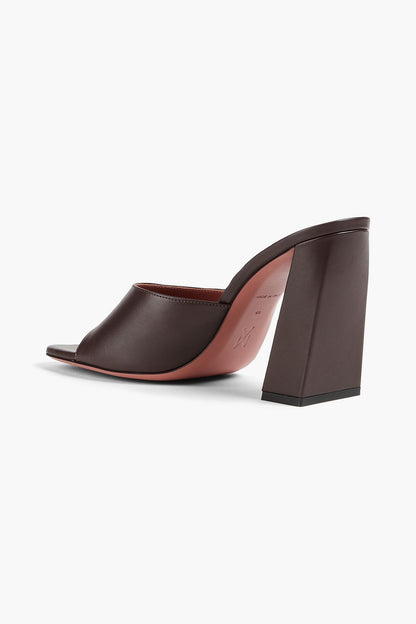 Amina Muaddi Brigitte 95 Leather Mules Chocolate Women's