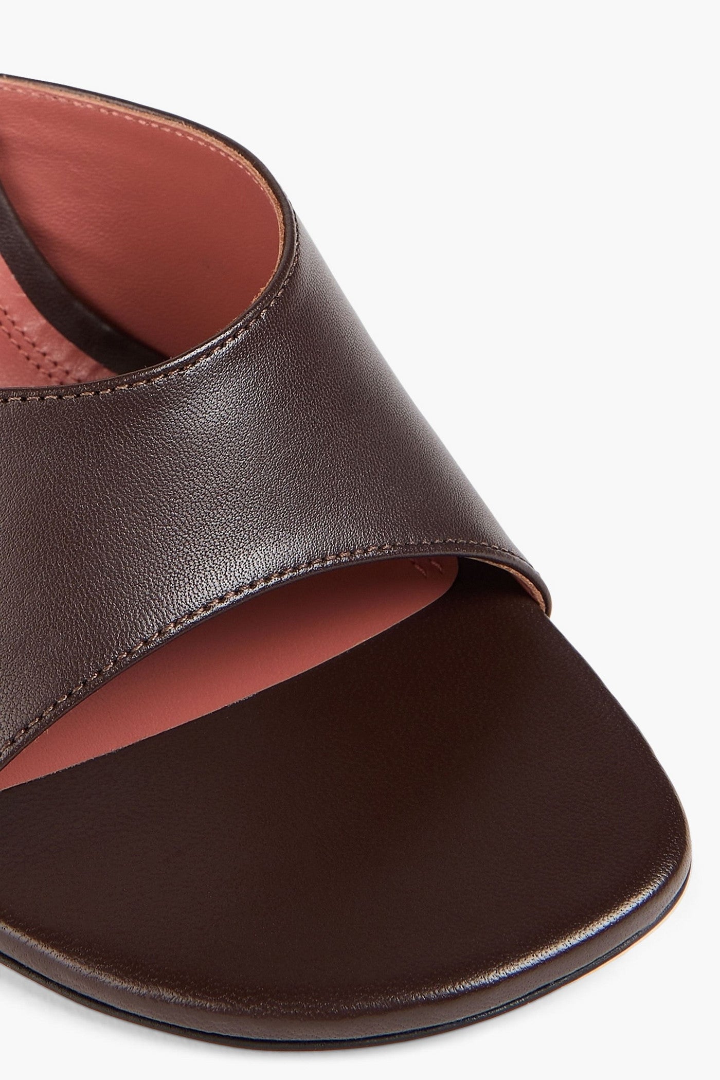 Amina Muaddi Brigitte 95 Leather Mules Chocolate Women's