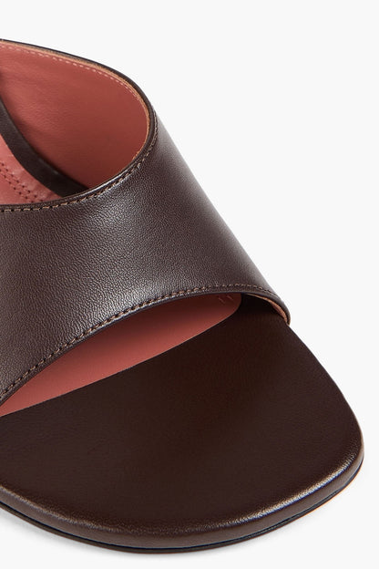 Amina Muaddi Brigitte 95 Leather Mules Chocolate Women's