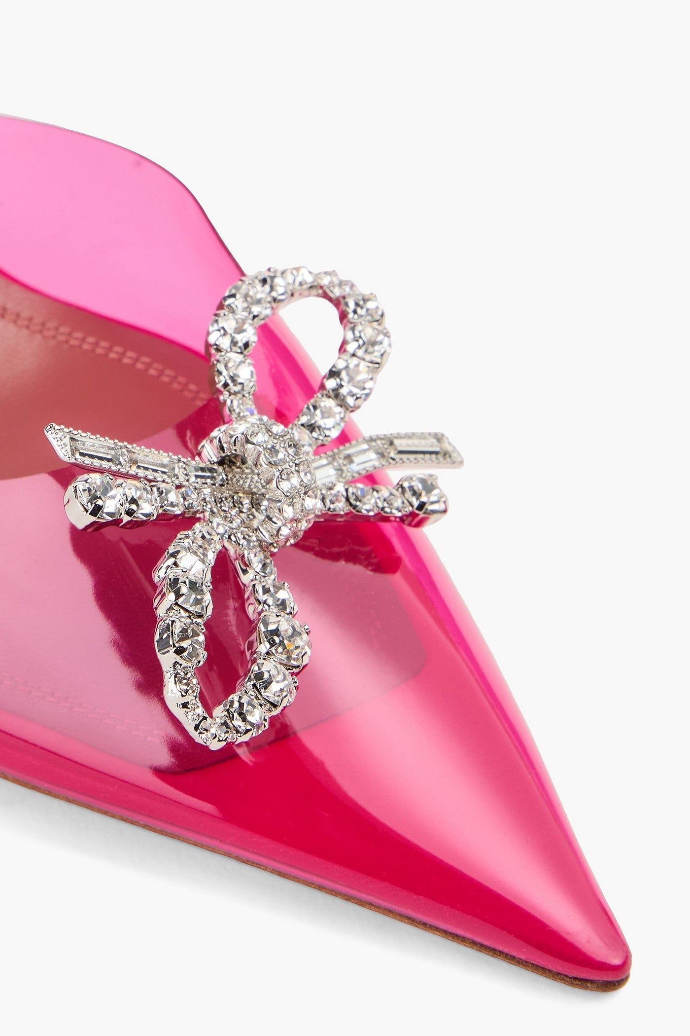 Amina Muaddi Rosie Crystal-Embellished Bow-Detailed Pvc Slingback Pumps Pink Women's