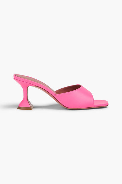 Amina Muaddi Lupita Leather Mules Bubblegum Women's