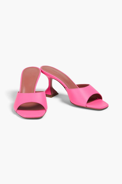 Amina Muaddi Lupita Leather Mules Bubblegum Women's