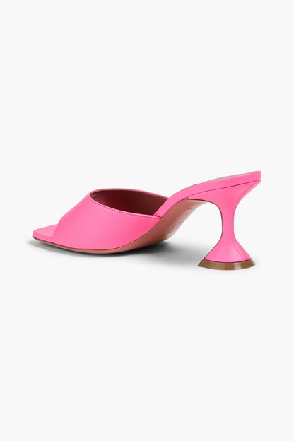 Amina Muaddi Lupita Leather Mules Bubblegum Women's