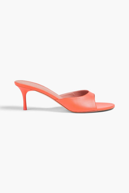 Amina Muaddi Jeanne 60 Leather Mules Papaya Women's