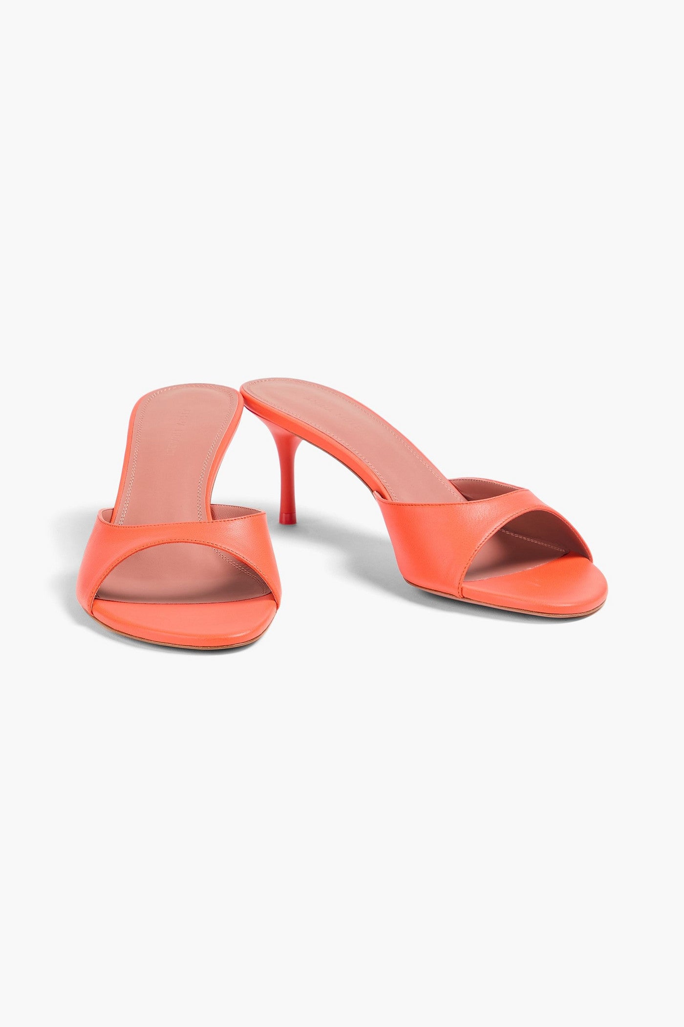Amina Muaddi Jeanne 60 Leather Mules Papaya Women's