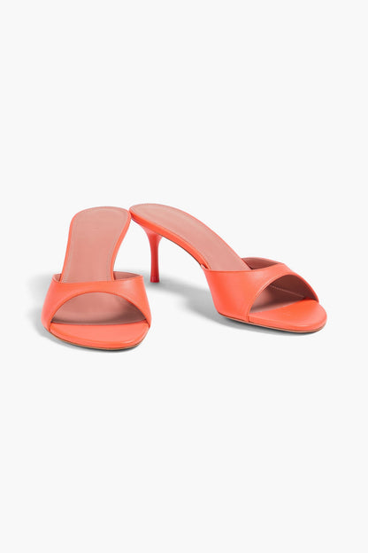 Amina Muaddi Jeanne 60 Leather Mules Papaya Women's