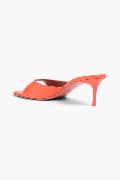 Amina Muaddi Jeanne 60 Leather Mules Papaya Women's