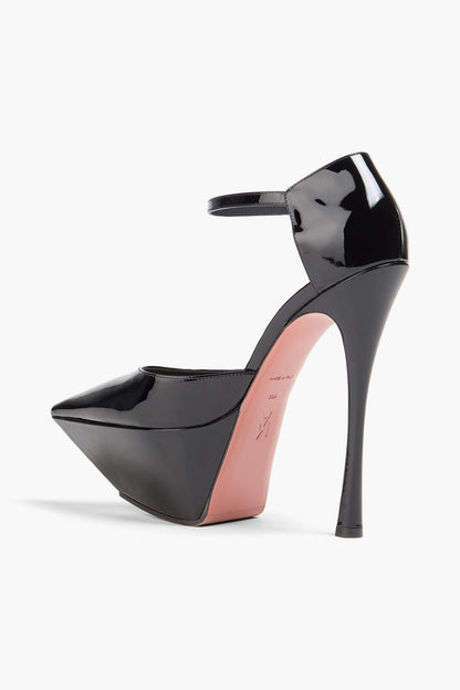 Amina Muaddi Angelica Patent-Leather Platform Pumps Black Women's