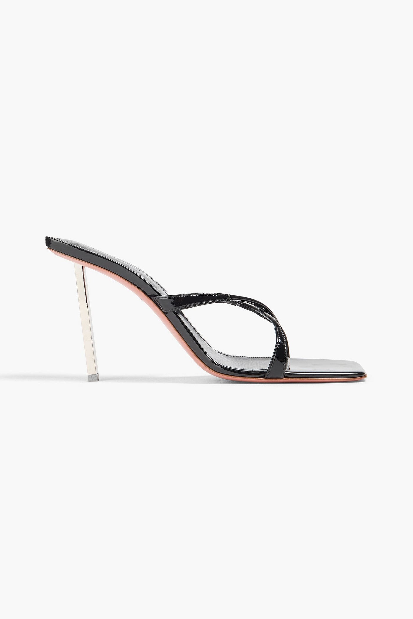 Amina Muaddi Adriana Patent-Leather Mules Black Women's