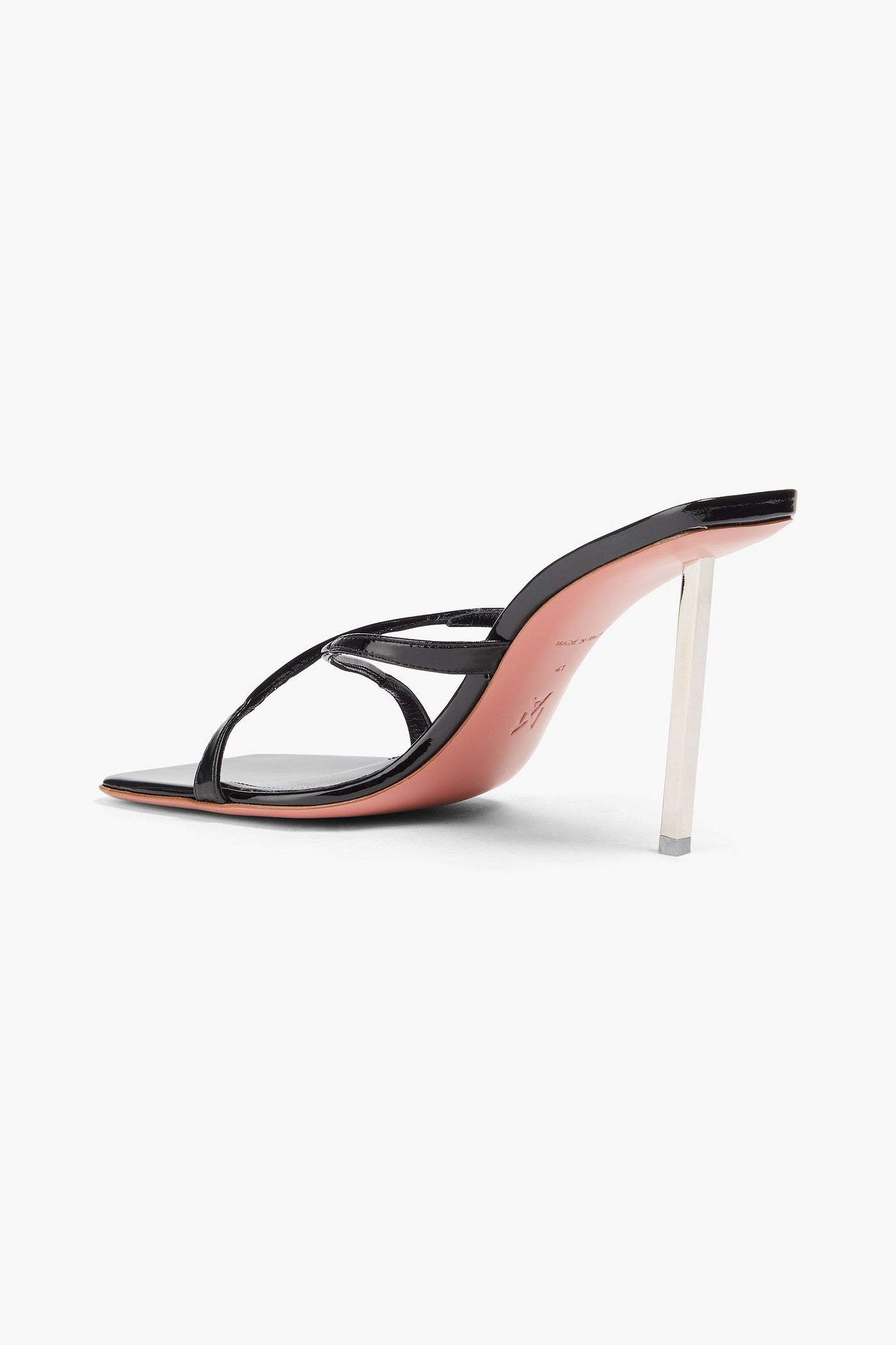 Amina Muaddi Adriana Patent-Leather Mules Black Women's