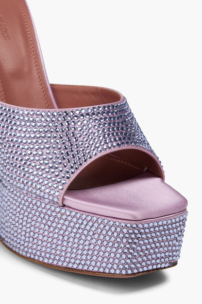 Amina Muaddi Dalida Crystal-Embellished Satin Platform Mules Lavender Women's