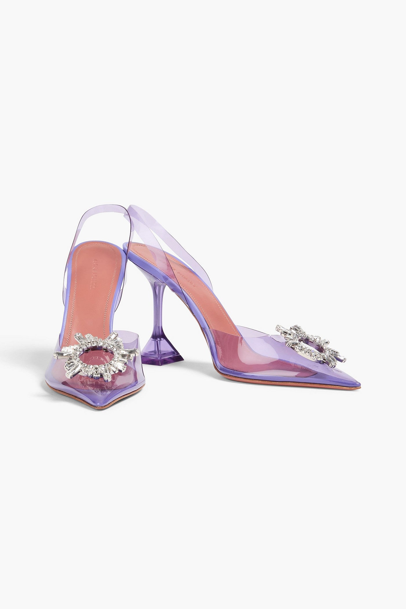 Amina Muaddi Begum Crystal-Embellished Pvc Slingback Pumps Lavender Women's